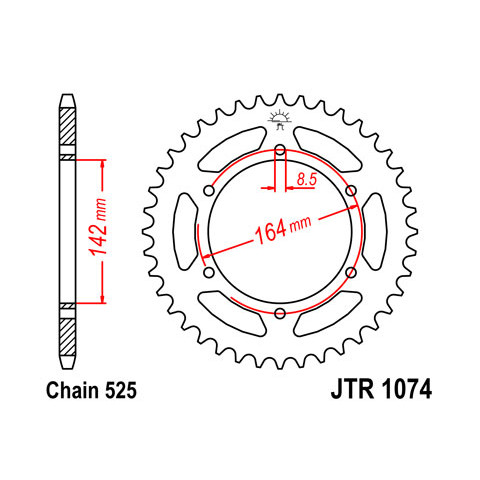 Couronne JT SPROCKETS 44 dents acier pas 525 type 1074