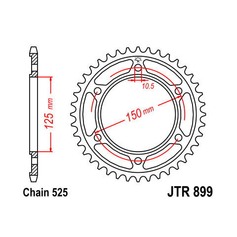 Couronne JT SPROCKETS 42 dents acier pas 525 type 899