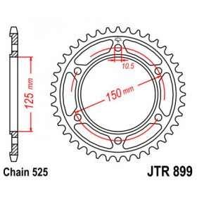 Couronne JT SPROCKETS 42 dents acier pas 525 type 899