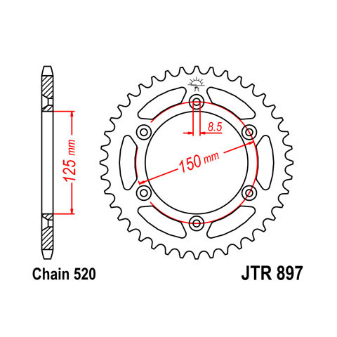 Couronne JT SPROCKETS 47 dents acier pas 520 type 897 KTM/Husaberg