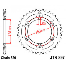 Couronne JT SPROCKETS 47 dents acier pas 520 type 897 KTM/Husaberg