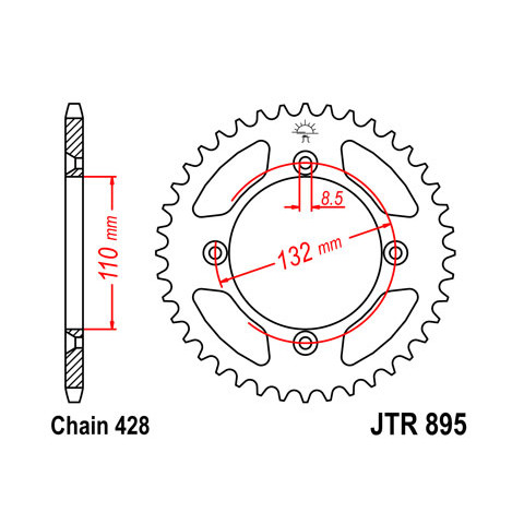 Couronne JT SPROCKETS 49 dents acier pas 428 type 895