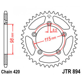 Couronne JT SPROCKETS 50 dents acier pas 420 type 894 KTM