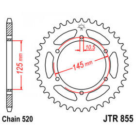 Couronne JT SPROCKETS 48 dents acier pas 520 type 855