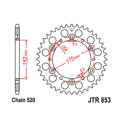 Couronne JT SPROCKETS 51 dents acier pas 520 type 853 Yamaha