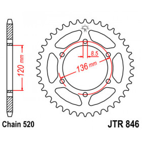 Couronne JT SPROCKETS 45 dents acier pas 520 type 846