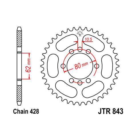 Couronne JT SPROCKETS 53 dents acier pas 428 type 843