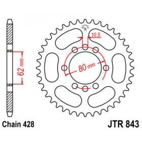 Couronne JT SPROCKETS 53 dents acier pas 428 type 843