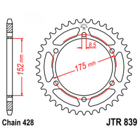 Couronne JT SPROCKETS 53 dents acier pas 428 type 839