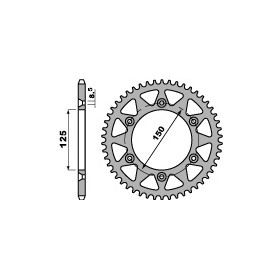 Couronne PBR 51 dents aluminium ultra-light pas 520 type 899