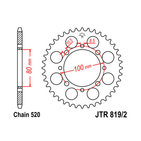 Couronne JT SPROCKETS 41 dents acier pas 520 type 819/2