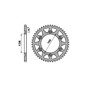 Couronne alu PBR 49 dents chaîne 520 sherco SE/SX 2.5I-F