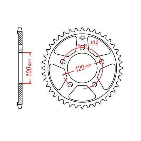 Couronne JT SPROCKETS 44 dents acier pas 525 type 702 Aprilia Shiver 750