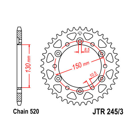 Couronne JT SPROCKETS 47 dents acier pas 520 type 245/3