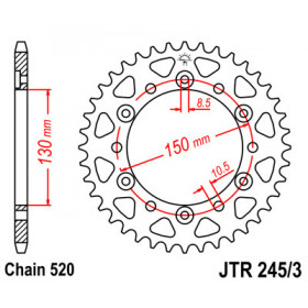 Couronne JT SPROCKETS 47 dents acier pas 520 type 245/3