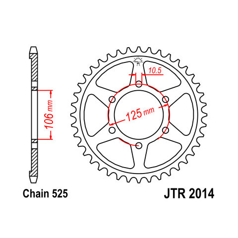 Couronne JT SPROCKETS 47 dents acier pas 525 type 2014