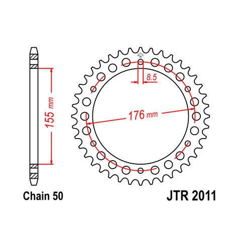 Couronne JT SPROCKETS 45 dents acier pas 530 type 2011 Triumph