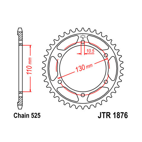 Couronne JT SPROCKETS 45 dents acier pas 525 type 1876