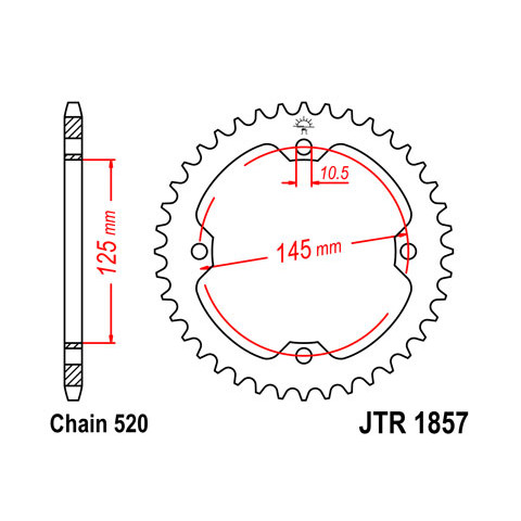 Couronne JT SPROCKETS 45 dents acier pas 520 type 1857