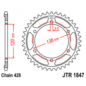 Couronne JT SPROCKETS 47 dents acier pas 428 type 1847