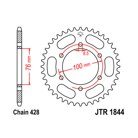 Couronne JT SPROCKETS 48 dents acier pas 428 type 1844