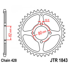 Couronne JT SPROCKETS 49 dents acier pas 428 type 1843