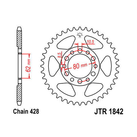 Couronne JT SPROCKETS 54 dents acier pas 428 type 1842