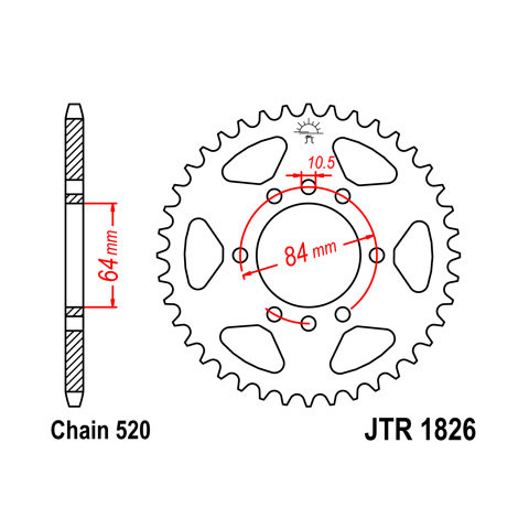 Couronne JT SPROCKETS 42 dents acier pas 520 type 1826 Suzuki LT250R