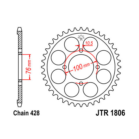 Couronne JT SPROCKETS 53 dents acier pas 428 type 1806