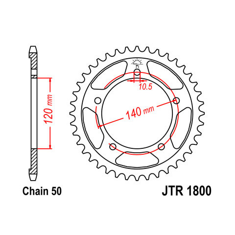 Couronne JT SPROCKETS 44 dents acier pas 530 type 1800