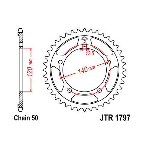 Couronne JT SPROCKETS 41 dents acier pas 530 type 1797