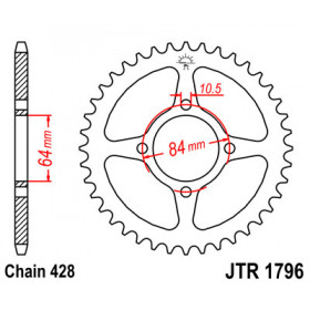 Couronne JT SPROCKETS 51 dents acier pas 428 type 1796