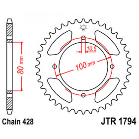 Couronne JT SPROCKETS 45 dents acier pas 428 type 1794