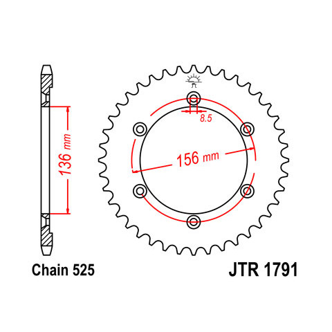 Couronne JT SPROCKETS 43 dents acier pas 525 type 1791