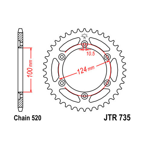 Couronne JT SPROCKETS 41 dents acier pas 520 type 735