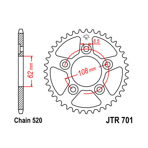 Couronne JT SPROCKETS 43 dents acier pas 520 type 701