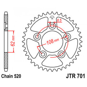 Couronne JT SPROCKETS 43 dents acier pas 520 type 701