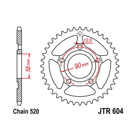 Couronne JT SPROCKETS 38 dents acier pas 520 type 604