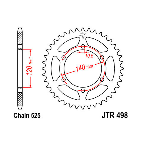 Couronne JT SPROCKETS 39 dents acier pas 520 type 498