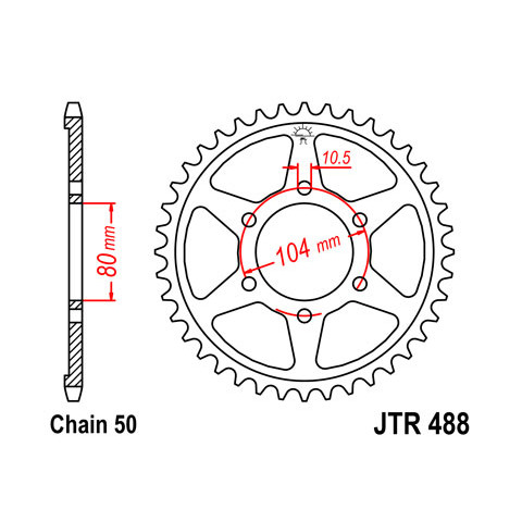 Couronne JT SPROCKETS 44 dents acier pas 530 type 488