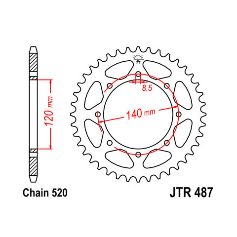 Couronne JT SPROCKETS 46 dents acier pas 520 type 487