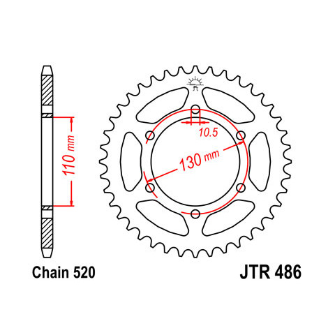 Couronne JT SPROCKETS 47 dents acier pas 520 type 486