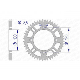 Couronne AFAM 52 dents alu pas 428 type 15104