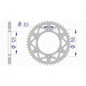 Couronne AFAM 52 dents alu pas 520 type 72304N