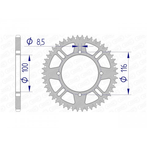 Couronne AFAM 49 dents alu pas 420 type 17104 Kawasaki