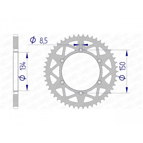 Couronne AFAM 49 dents alu pas 520 type 17206N Kawasaki