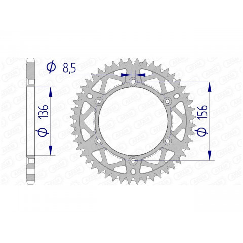 Couronne AFAM 52 dents alu pas 520 type 15206