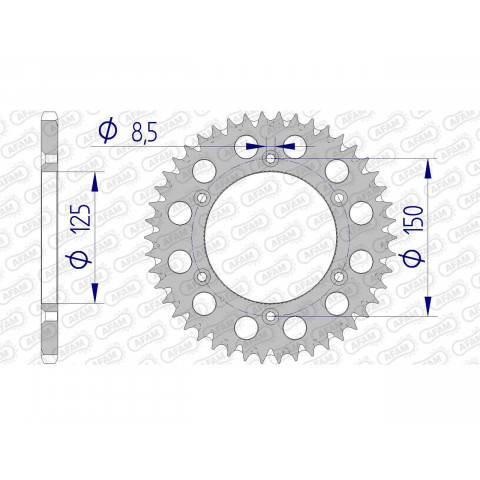 Couronne AFAM 46 dents alu pas 520 type 72304