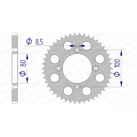 Couronne AFAM 50 dents alu pas 428 type 11110 Honda CRF100F