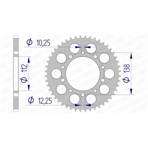 Couronne AFAM 44 dents alu pas 520 type 11509